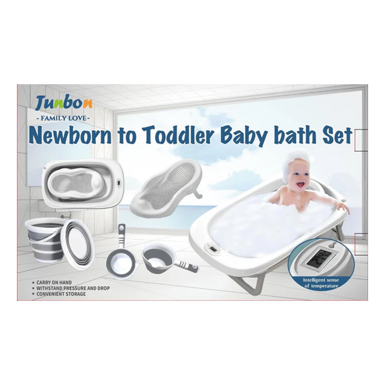 Junbon Baby Bath Set 4 in 1 From day one to toddlerhood. A complete bath set designed for safety, fun, and daily use in every Egyptian home.