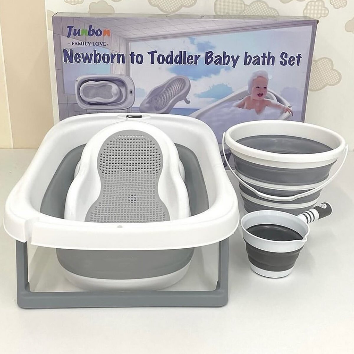 Junbon Newborn to Toddler Baby Bath Set - 4 PCs - Image 2