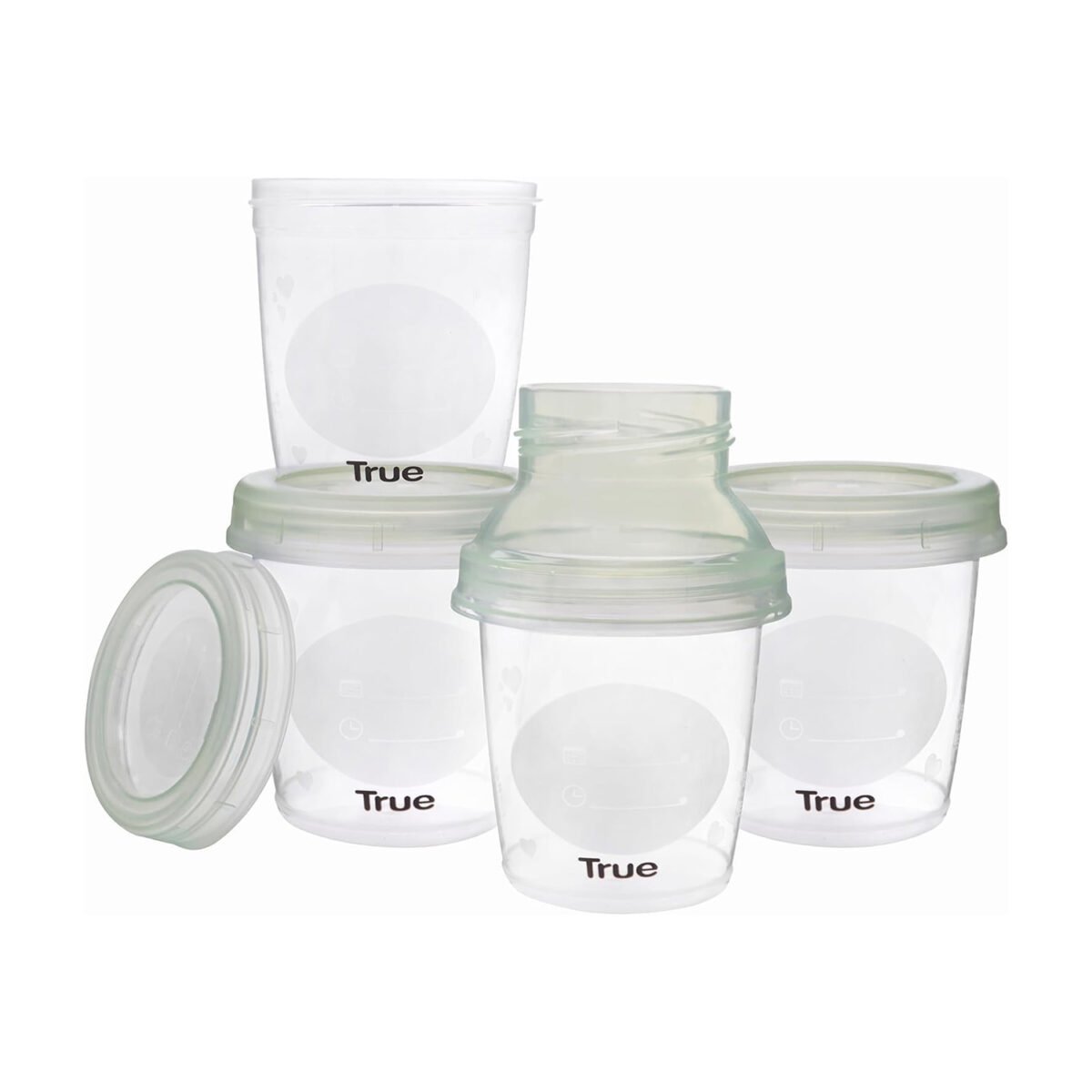 True Baby Milk & Food Containers (4pcs) Leak-proof and freezer-safe. Ideal for breastmilk or baby food. Perfect for home or nursery in Egypt.