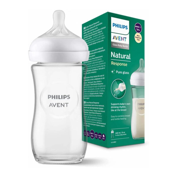Philips Avent 1m+ 240ml Natural Response Glass Baby Bottle