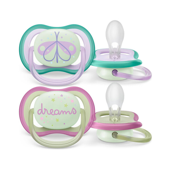 Philips Avent 0-6m Ultra Air Nighttime Soother 2PCs – Girlish