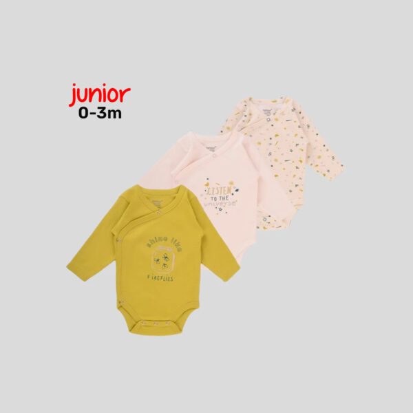 Junior 0–3M High Organic Cotton Long Sleeve Kimono Set