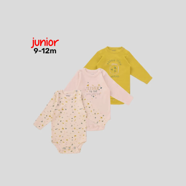 Junior 9-12M High Organic Cotton Long Sleeve Bodysuit Set